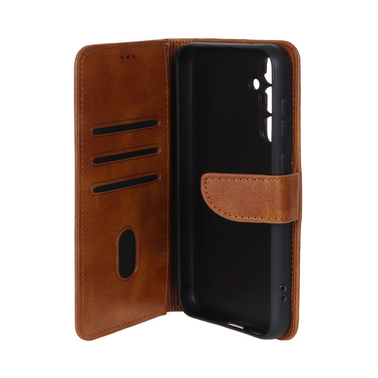 کیف چرمی موبایل مگنتی محافظ لنزدار Samsung Galaxy S23 FE - عسلی