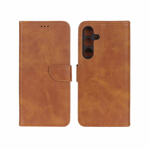 کیف چرمی موبایل مگنتی محافظ لنزدار Samsung Galaxy S23 FE - عسلی