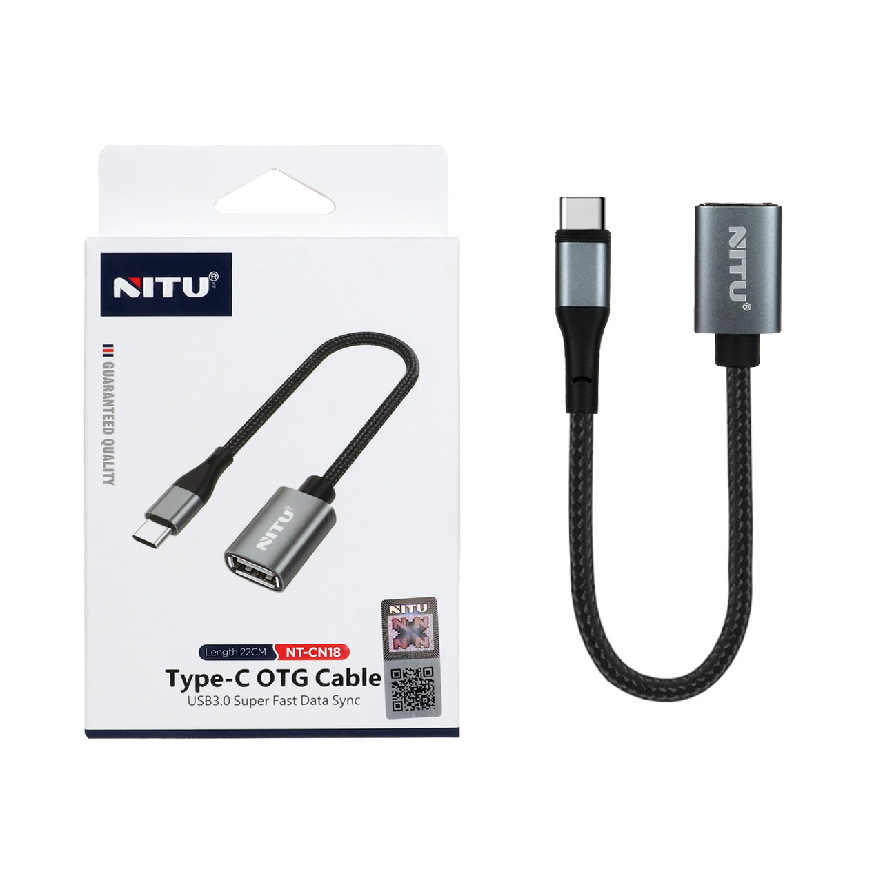 تبدیل NITU OTG Type-C مدل CN18 - مشکی خاکستری (گارانتی 18 ماه تعویض نیکان همراه)