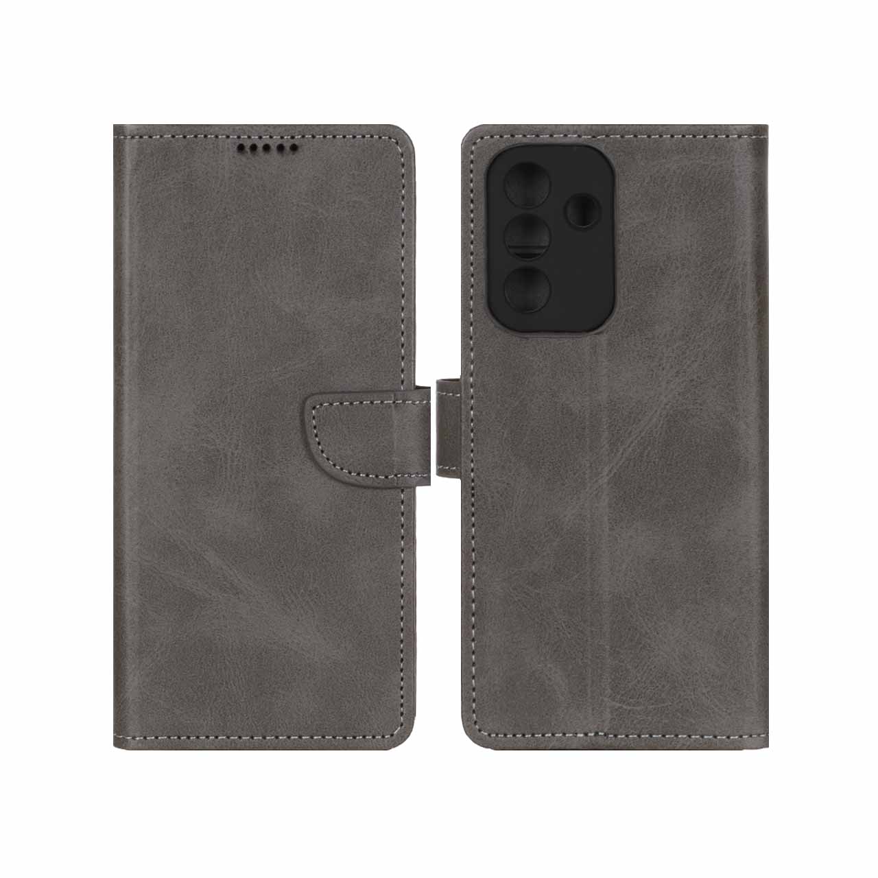 کیف چرمی موبایل مگنتی محافظ لنزدار Samsung Galaxy A17 / A26 - خاکستری