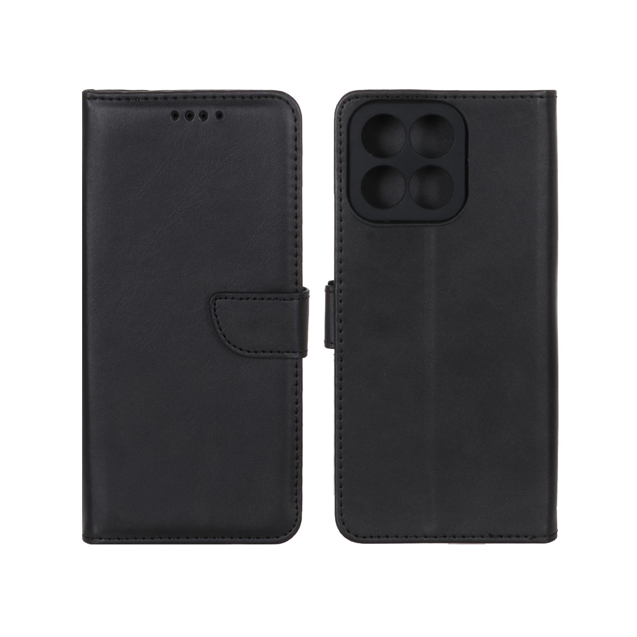 کیف چرمی موبایل مگنتی محافظ لنزدار Honor X7c - مشکی